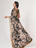 Black Organza Floral Embroidered Saree