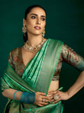 Festive Green Zari Woven Tussar Silk Saree