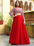 Red Georgette Embroidered Lehenga Choli