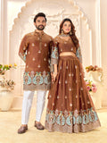 Brown Art Silk Sequin Embroidered Lehenga Choli