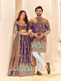 Purple Sequin Embroidered Lehenga Choli In Art Silk