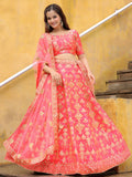 Peach Silk Sequin Embroidered Lehenga Choli