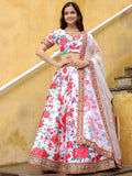 White Art Silk Embroidered Festive Lehenga Choli