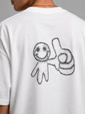 Men's White Oversized Graphic Printed T-Shirt