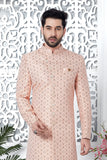 Pink Indo Western Sherwani In Jacquard