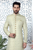 Pista Green Indo Western Sherwani In Silk