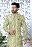 Light Green Woven Indo Western Sherwani