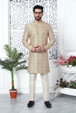 Peach Jacquard Festive Indo Western Sherwani