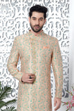 Peach Jacquard Festive Indo Western Sherwani