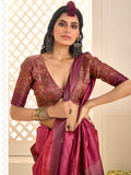 Magenta Zari Woven Tussar Silk Saree