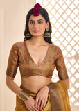 Brown Zari Woven Tussar Silk Saree