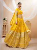 Yellow Zari Sequin Embroidered Lehenga Choli