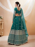 Teal Blue Sequin Embroidered Lehenga With Choli