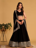 Black Sequin Emroidered Festive Lehenga Choli