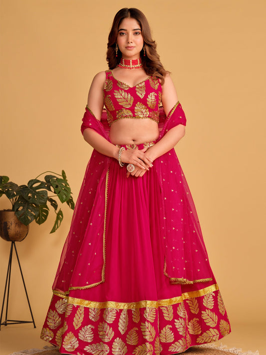 Pink Sequin Emroidered Festive Lehenga Choli
