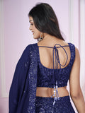 Blue Sequin Embroidered Party Wear Lehenga Choli