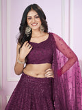 Purple Zari Embroidered Party Style Lehenga