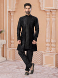 Black Sequin Embroidered Indo Western Sherwani