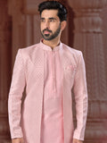 Pink Sequin Embroidered Indo Sherwani Set