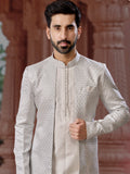 Grey Sequin Embroidered Indian Indo Sherwani