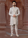 Grey Sequin Embroidered Indian Indo Sherwani