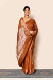 Brown Zari Woven Banarasi Art Silk Saree