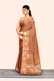 Light Brown Zari Woven Banarasi Art Silk Saree