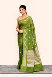 Green Zari Woven Embroidered Art Silk Saree