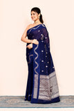 Royal Blue Zari Woven Embroidered Art Silk Saree