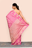Pink Zari Woven Banarasi Silk Saree