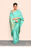Turquoise Zari Woven Banarasi Silk Saree
