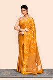 Yellow Zari Embroidered Banarasi Silk Saree