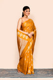 Yellow Zari Embroidered Banarasi Silk Saree