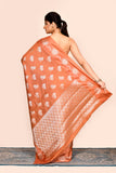 Peach Zari Woven Banarasi Silk Saree