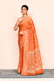 Orange Zari Woven Banarasi Art Silk Saree