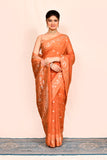 Orange Zari Woven Banarasi Art Silk Saree