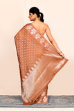 Brown Zari Woven Embroidered Banarasi Saree