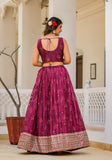 Wine Georgette Embroidered Lehenga Choli