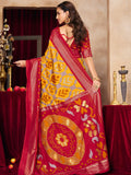 Mustard Ikat Print Tussar Silk Saree