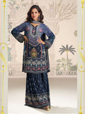 Blue Embroidered Crepe Palazzo Suit