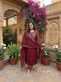 Marron Bandhej Printed Readymade Suit Set