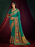 Teal Green Art Silk Digital Print Saree