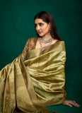 Designer Green Zari Woven Tussar Silk Saree