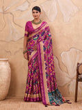 Wine Patola Print Art Silk Saree