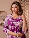 Purple Digital Printed Indo Dress Set