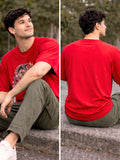 Men's Red Boho Graphic Printed Oversized T-Shirt