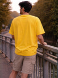 Men's Yellow Regal Lion Graphic Printed Oversized T-Shirt