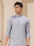 Light Grey Art Silk Festive Kurta Pajama