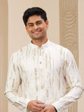 Festive Cream Art Silk Festive Kurta Pajama