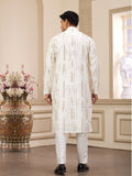 Festive Cream Art Silk Festive Kurta Pajama